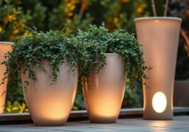Beleuchtete Pflanzgefäße: Trendige Highlights für draußen