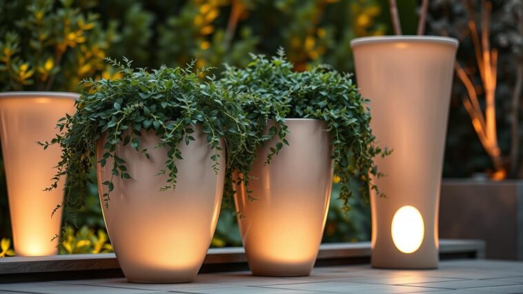 Beleuchtete Pflanzgefäße: Trendige Highlights für draußen