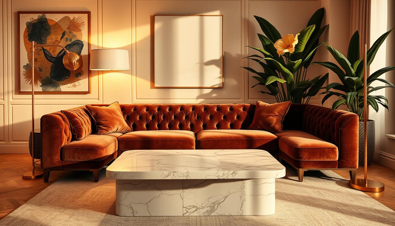 Samt, Marmor & Messing: Luxusmaterialien modern kombiniert